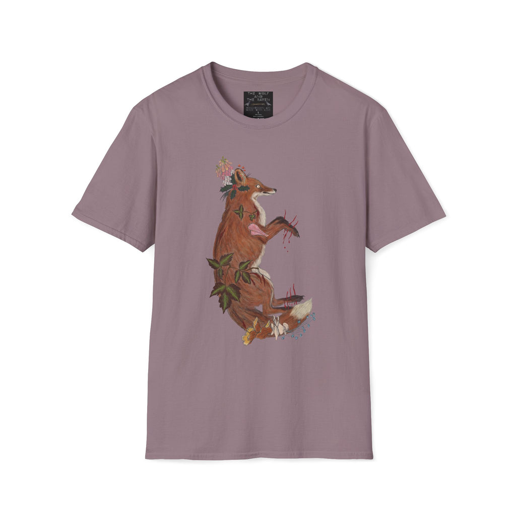 The Wolf And The Raven – The Fox Hand-Drawn Graphic Tee | Forest Art Unisex T-Shirt