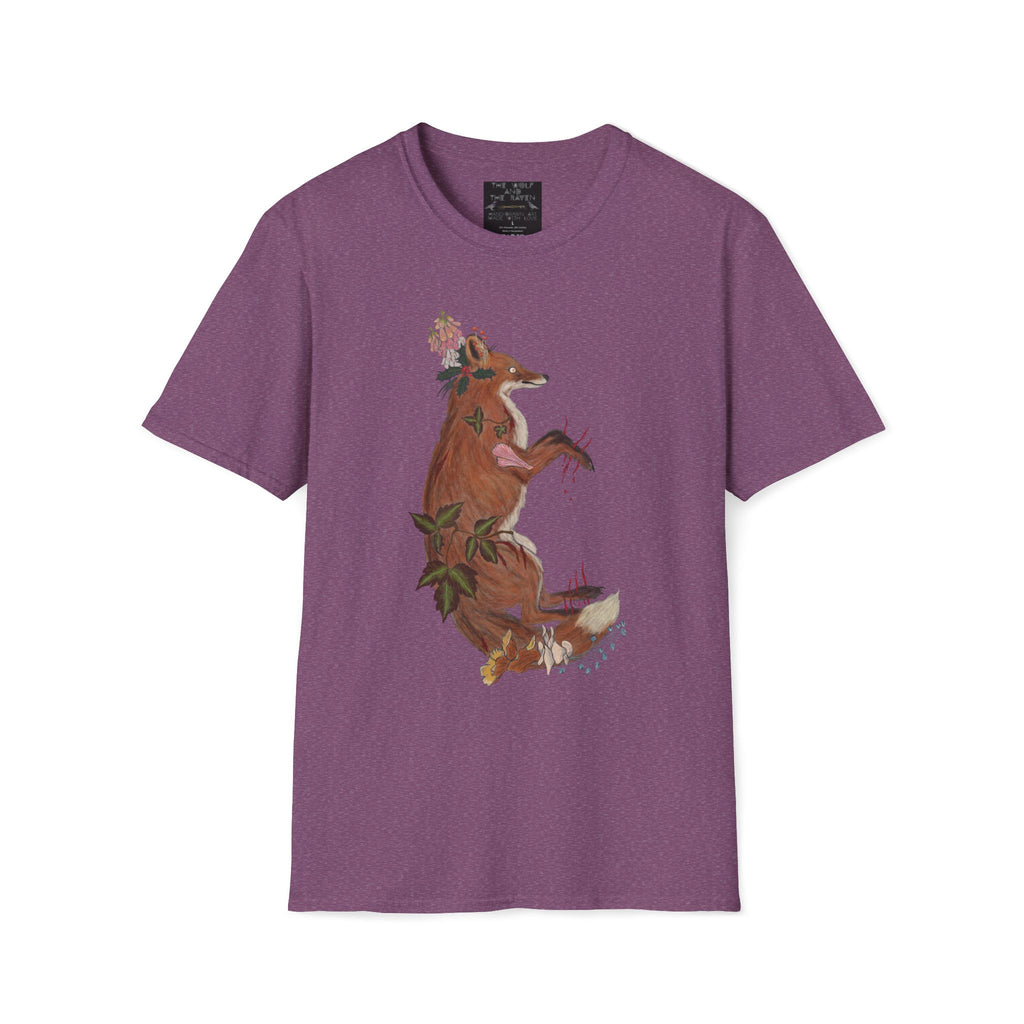 The Wolf And The Raven – The Fox Hand-Drawn Graphic Tee | Forest Art Unisex T-Shirt