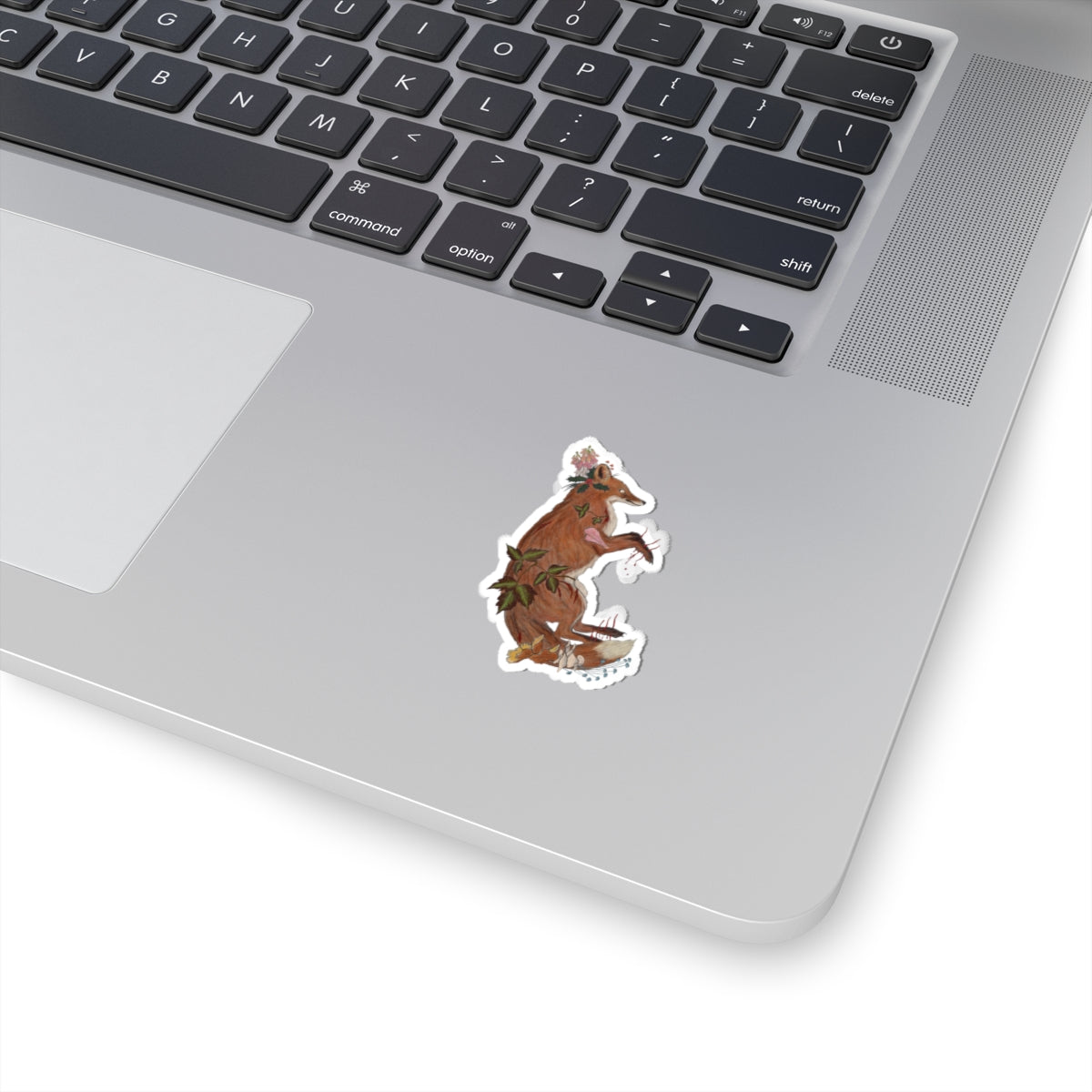 The Wolf And The Raven – The Fox Hand-Drawn Vinyl Sticker | Forest Art Kiss-Cut Sticker