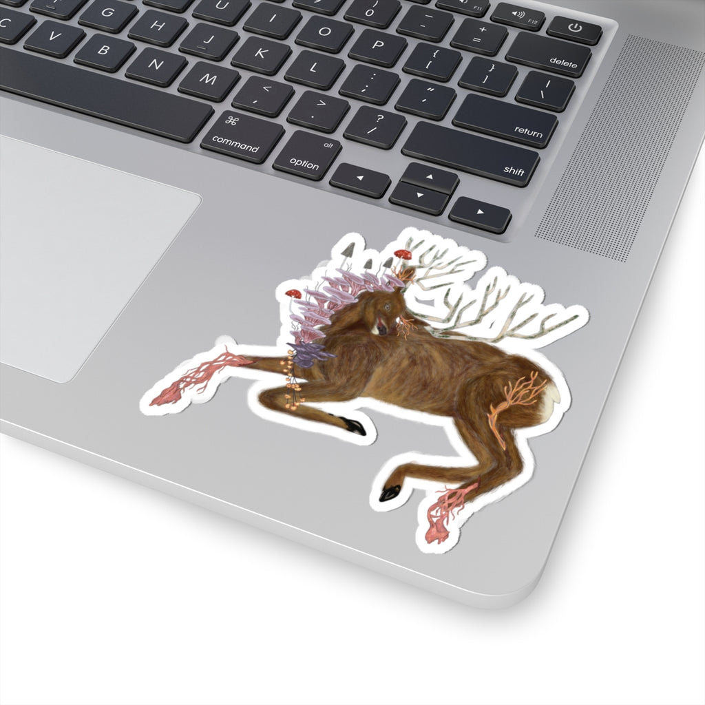 The Wolf And The Raven – The Stag Hand-Drawn Vinyl Sticker | Forest Art Kiss-Cut Sticker