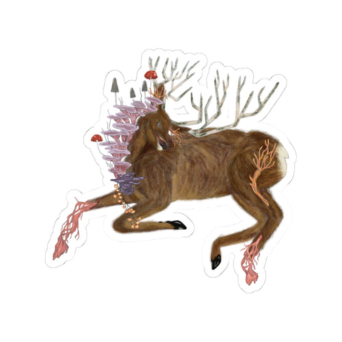The Wolf And The Raven – The Stag Hand-Drawn Vinyl Sticker | Forest Art Kiss-Cut Sticker