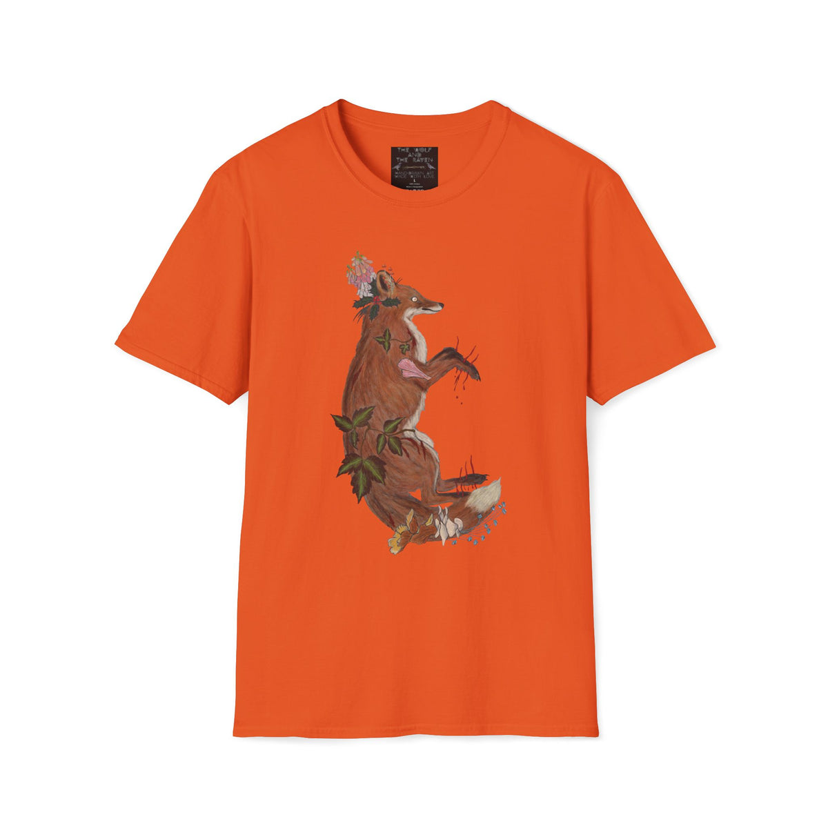 The Wolf And The Raven – The Fox Hand-Drawn Graphic Tee | Forest Art Unisex T-Shirt