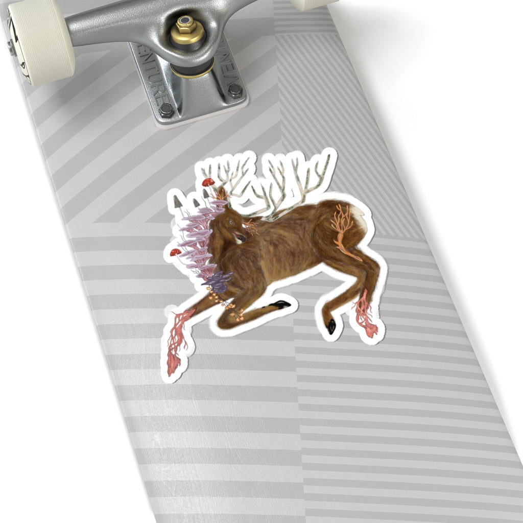 The Wolf And The Raven – The Stag Hand-Drawn Vinyl Sticker | Forest Art Kiss-Cut Sticker