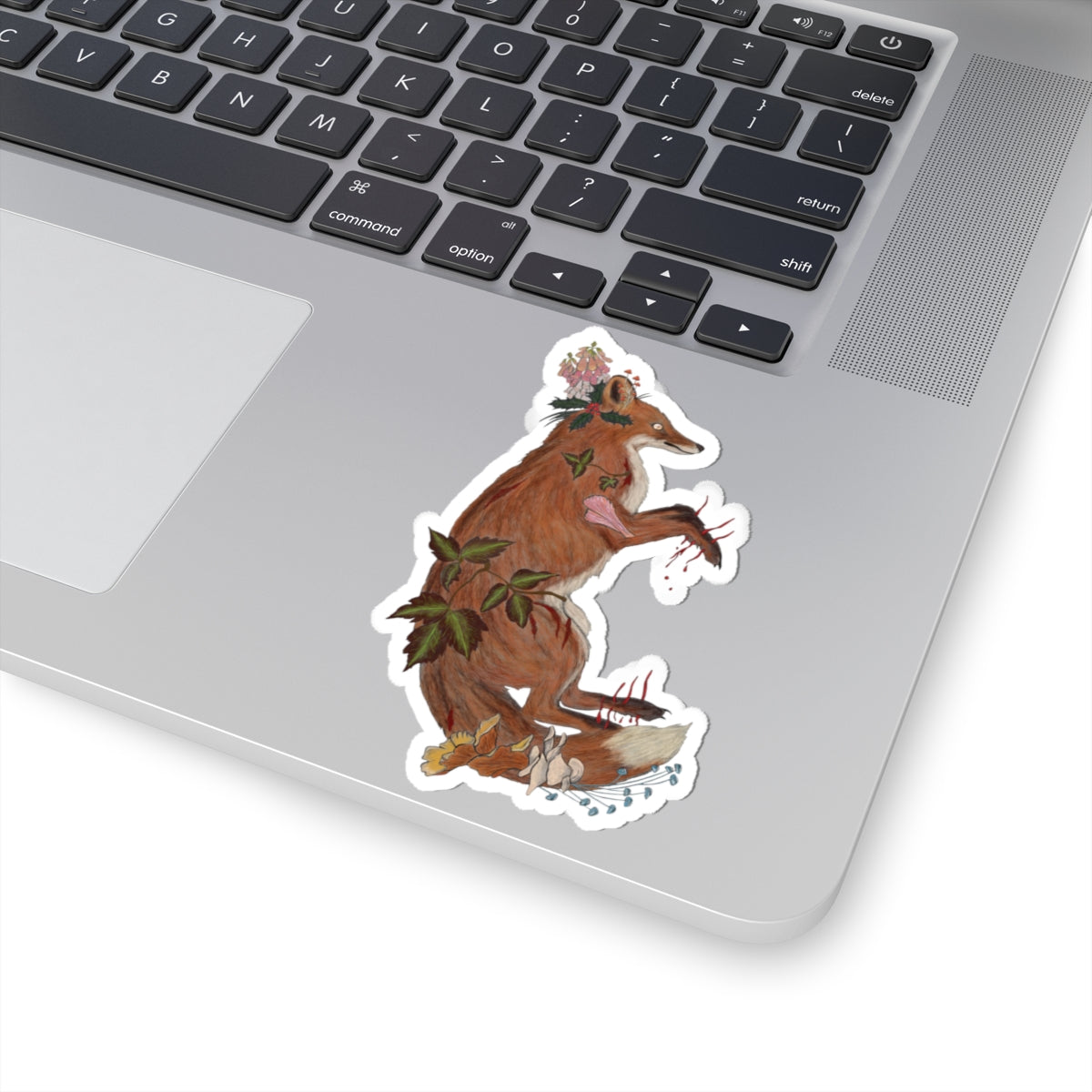 The Wolf And The Raven – The Fox Hand-Drawn Vinyl Sticker | Forest Art Kiss-Cut Sticker