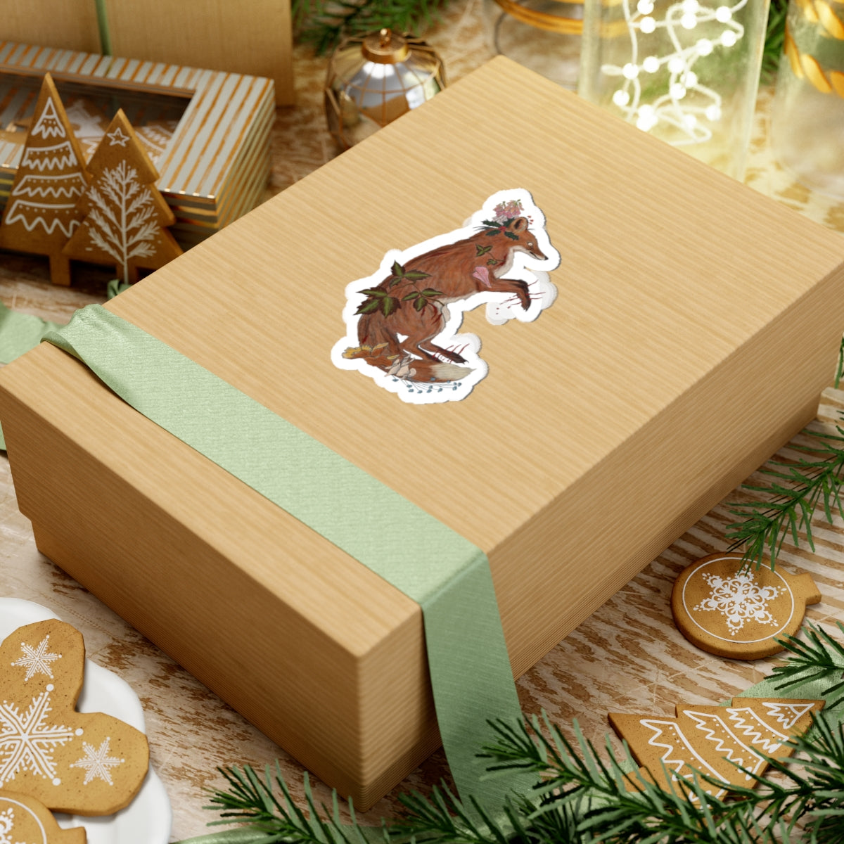 The Wolf And The Raven – The Fox Hand-Drawn Vinyl Sticker | Forest Art Kiss-Cut Sticker