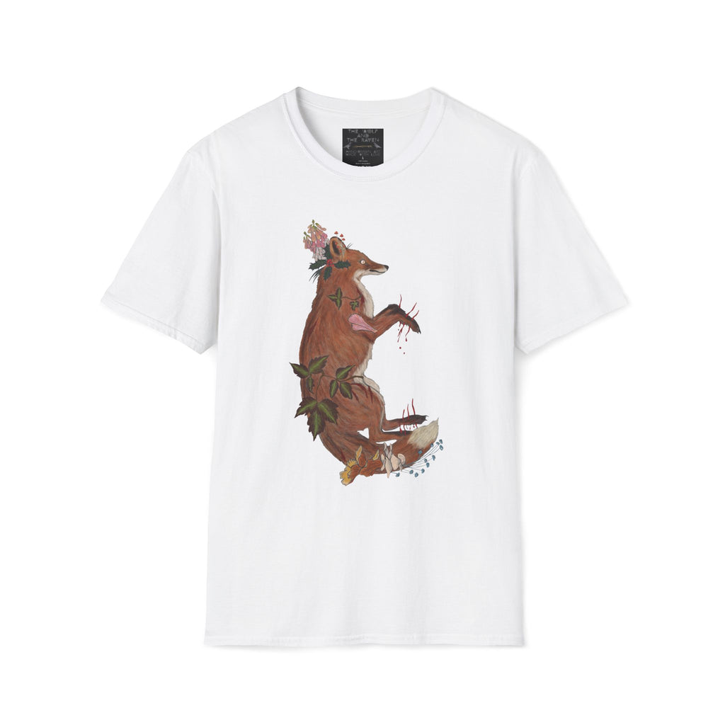 The Wolf And The Raven – The Fox Hand-Drawn Graphic Tee | Forest Art Unisex T-Shirt