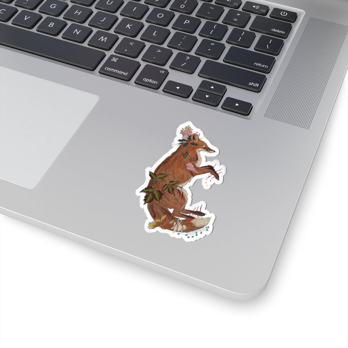 The Wolf And The Raven – The Fox Hand-Drawn Vinyl Sticker | Forest Art Kiss-Cut Sticker